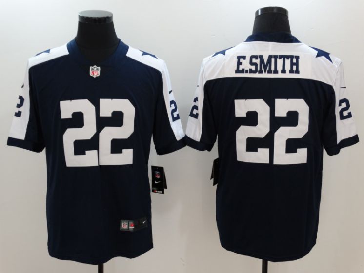 Men Dallas Cowboys 22 E.Smith Blue thanksgiving Nike Vapor Untouchable Limited NFL Jerseys